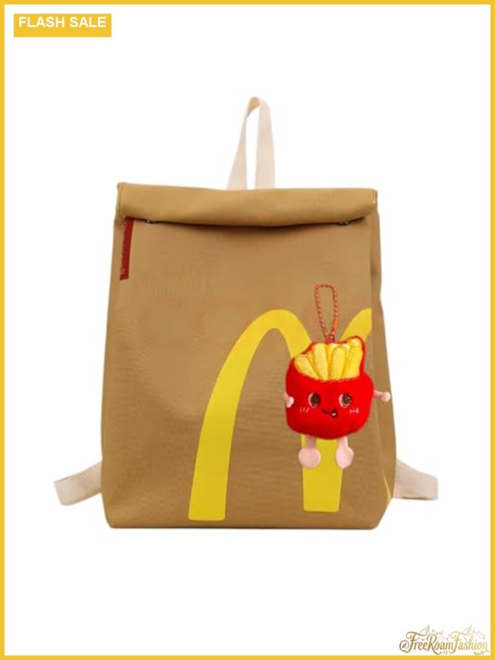 Retro Paper Bag Pattern Lightweight Nylon Travel Backpack for Women